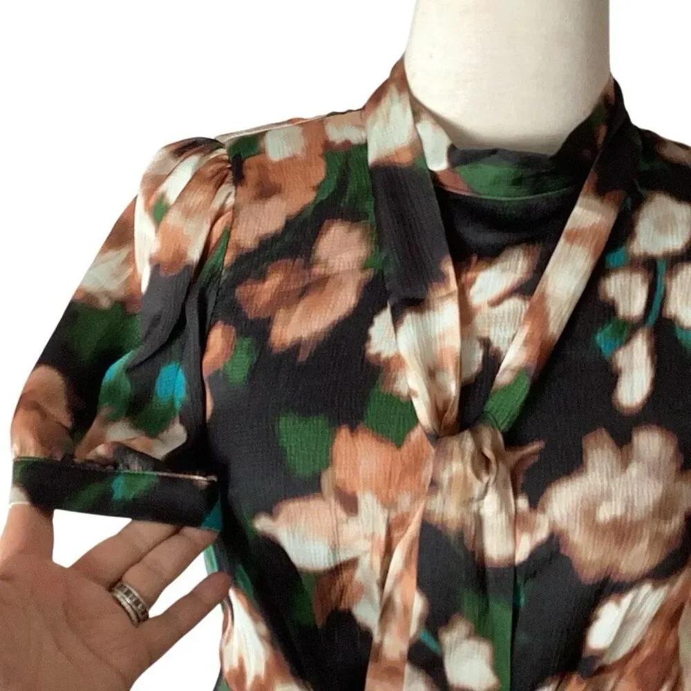 NWT Julia Jordan Floral Midi Dress Sz 4 Mock Neck Cocktail Semi-Formal